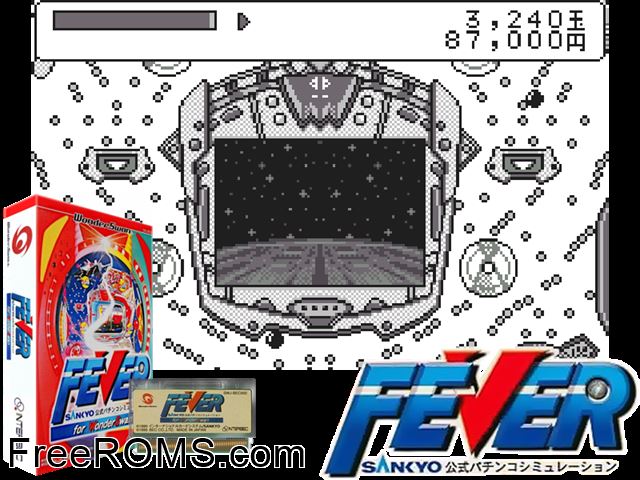 Fever Sankyo - Koushiki Pachinko Simulation (J) [M] Wonderswan game showing 3D box cover and gameplay screenshot